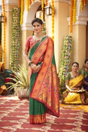 Golden Zari Silk Paithani
