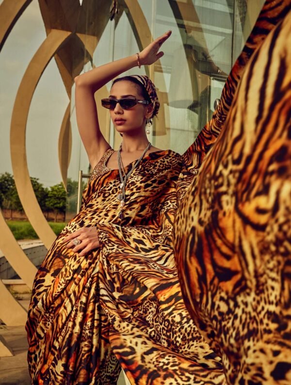 Graceful Satin Silk Print Saree - Image 2